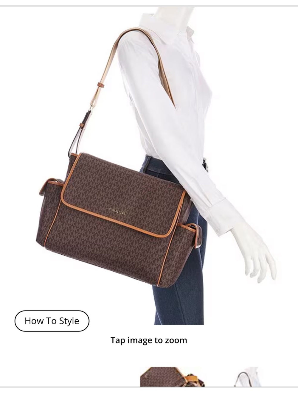 Michael Kors Brown/Acorn Large Messenger Diaper Bag - Picture 8 of 9